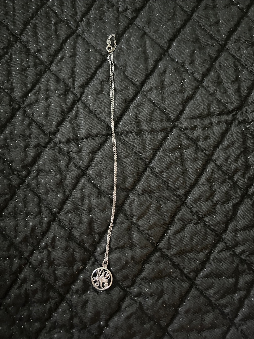 Vintage VNS STG Sterling Silver Cancer Zodiac Pendant Necklace